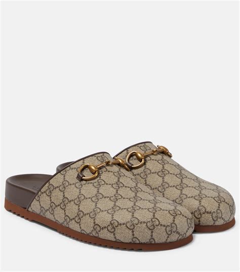 gucci mules beige|Women's Horsebit mule in beige and ebony GG canvas.